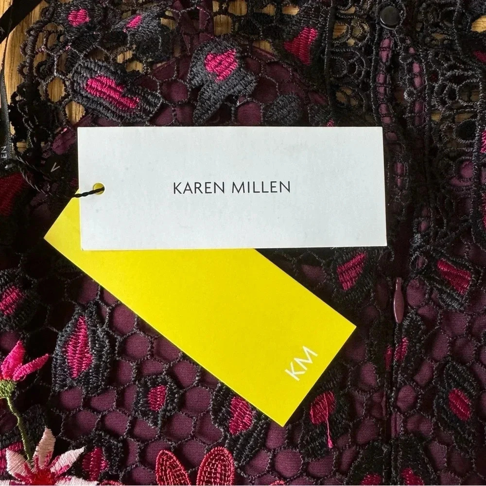 NWT Karen Millen US 4 Lace Mini Dress Leopard Floral Embroidery Sleeveless - Picture 7 of 15